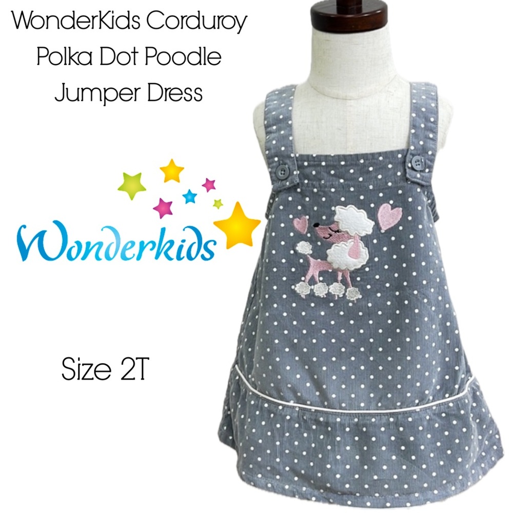 WonderKids Corduroy Polka Dot Poodle Jumper Dress